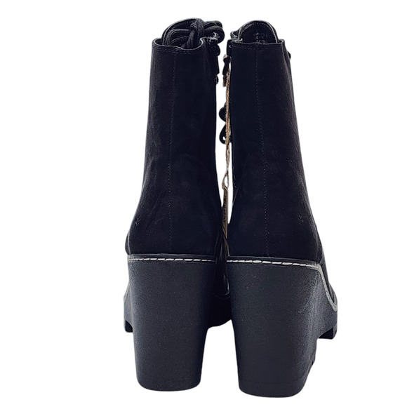 Cool Planet By Steve Maden Marsh Boots‎ Size 10 M Black Wedge Booties - Picture 9 of 16